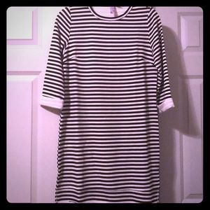 Black & white striped shift dress